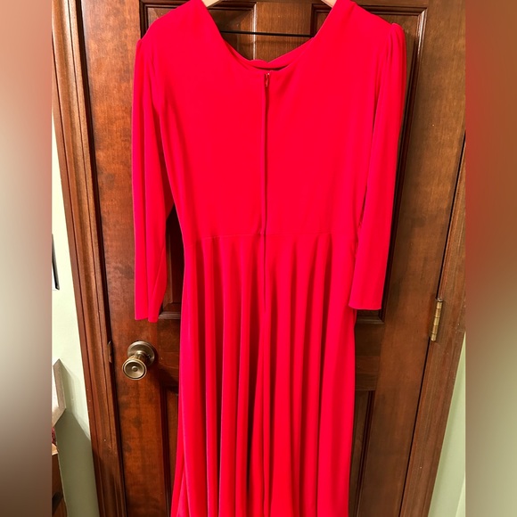 MR.JAY 80s VTG vibrant Red draped long sleeve dress. Size 14. - Picture 4 of 9